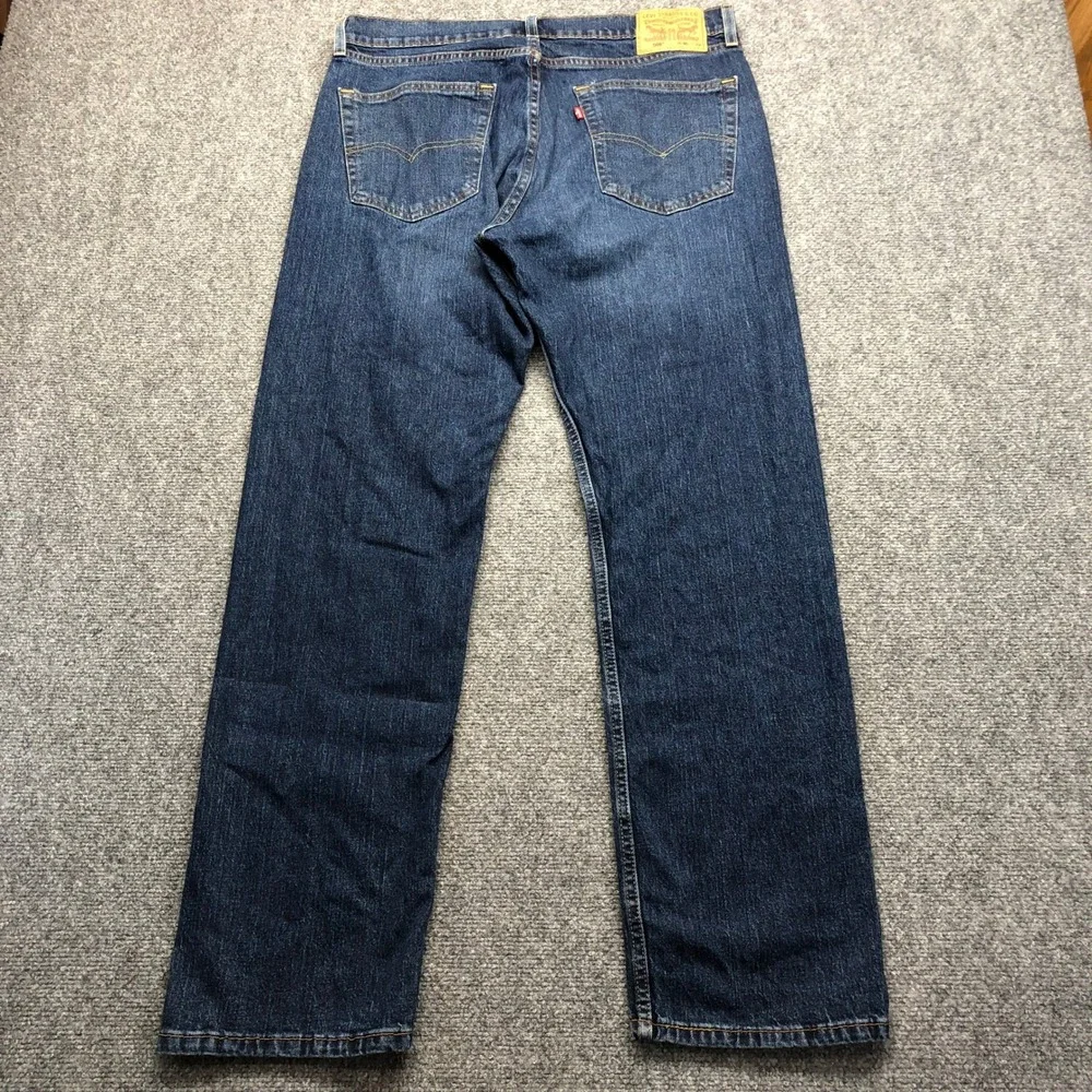 Levis 505 Regular Fit Straight Leg Jeans Mens 36x32 Dark Wash Blue Denim